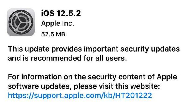 崇仁苹果手机维修分享iOS12.5.2发布，建议所有老苹果用户安装 